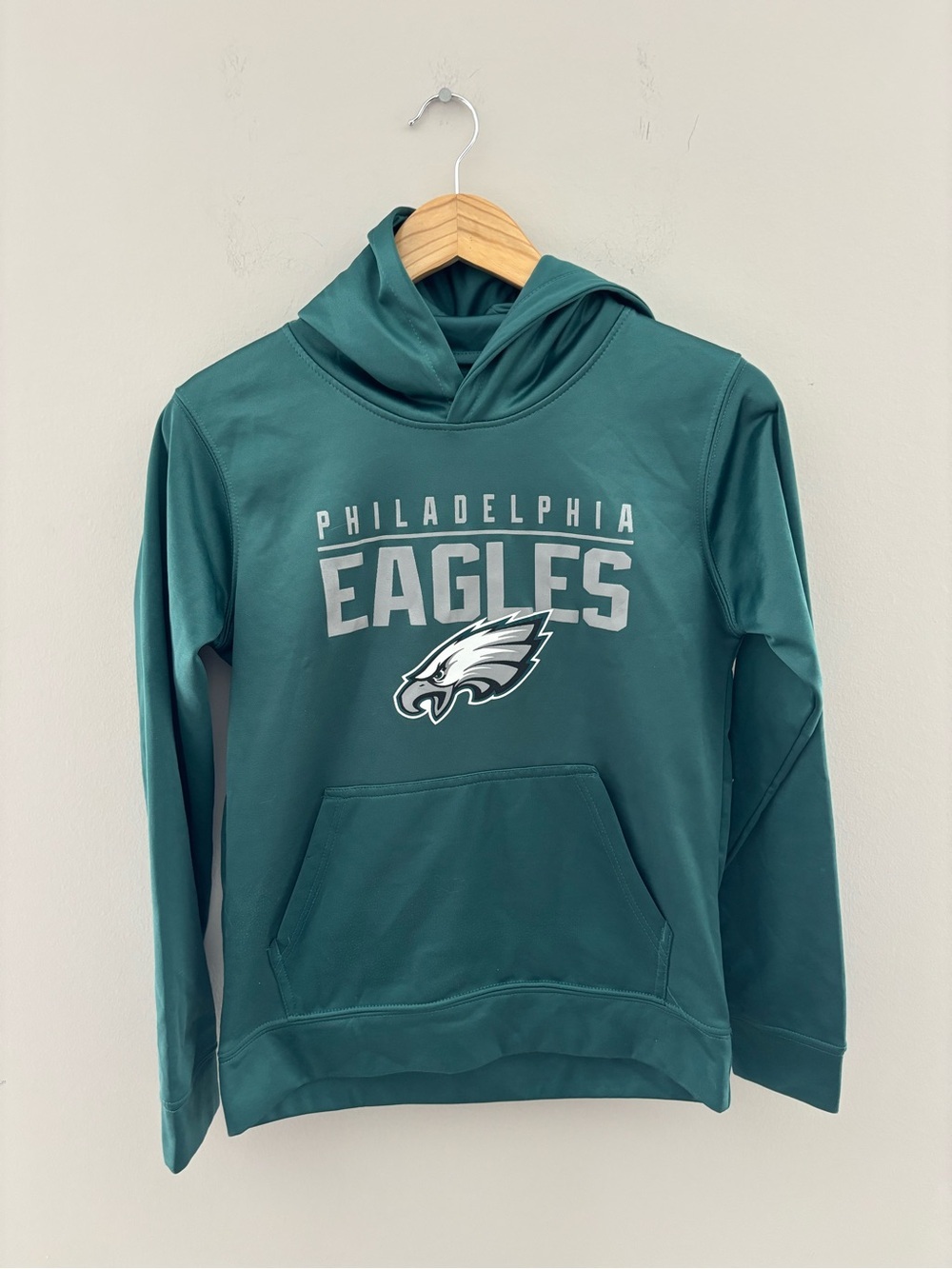 Philadelphia Eagles Youth Large Performance Hoodie NFL Football Green Pullover